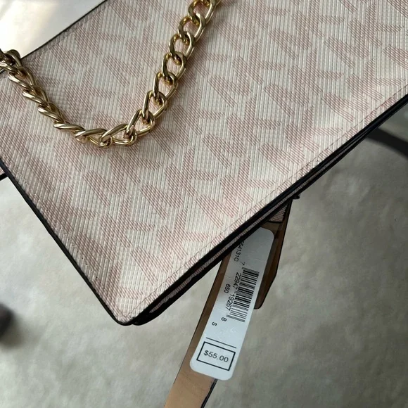 Michael Kors Monogram Nude Pink Leather Fanny Pack Belt with Gold Chain Zipper - Picture 9 of 9